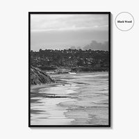Solana Beach Black and White Fine Art Photo Print, San Diego California Poster