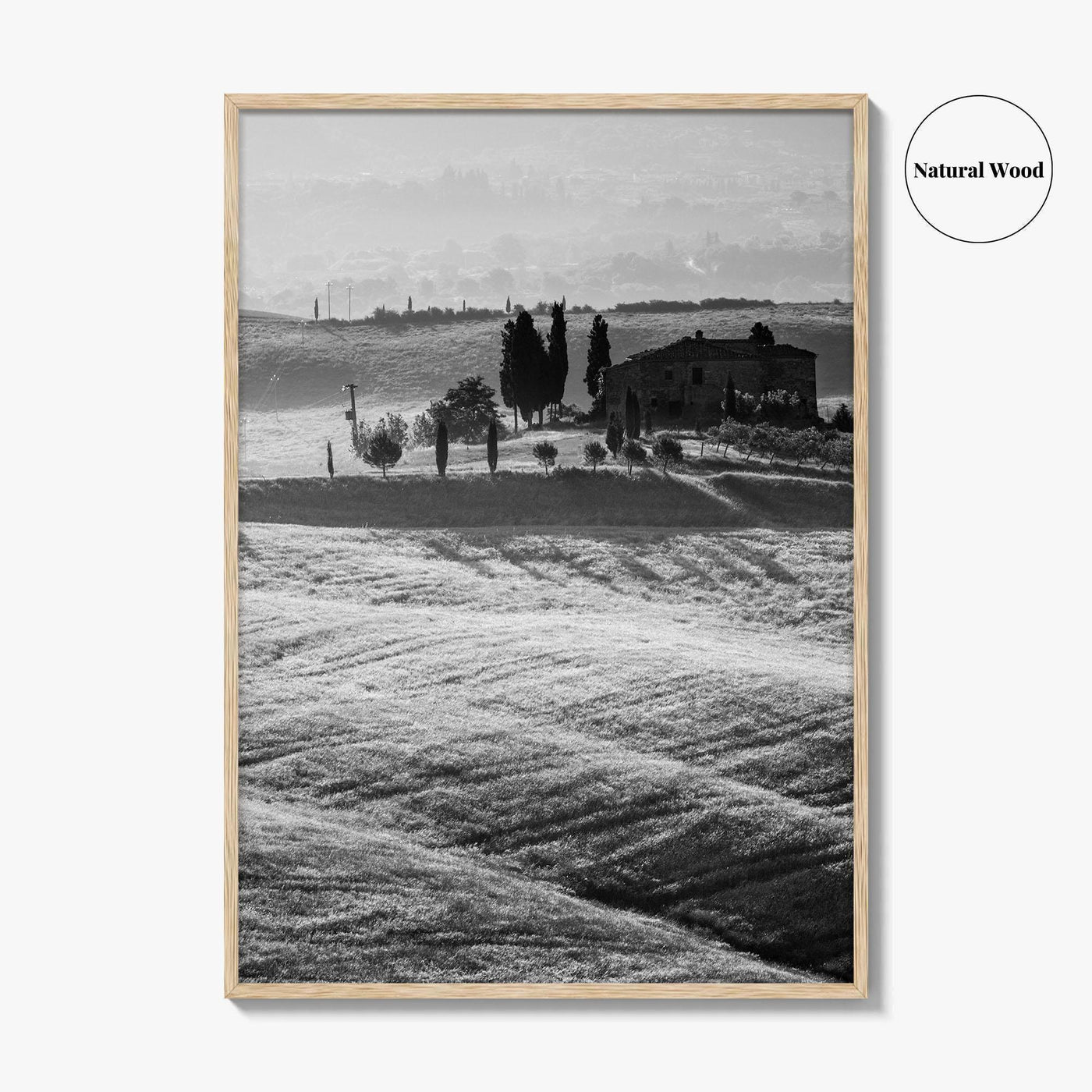 Tuscany Black and White Fine Art Photo Print, Italy Landscape Wall Decor Poster