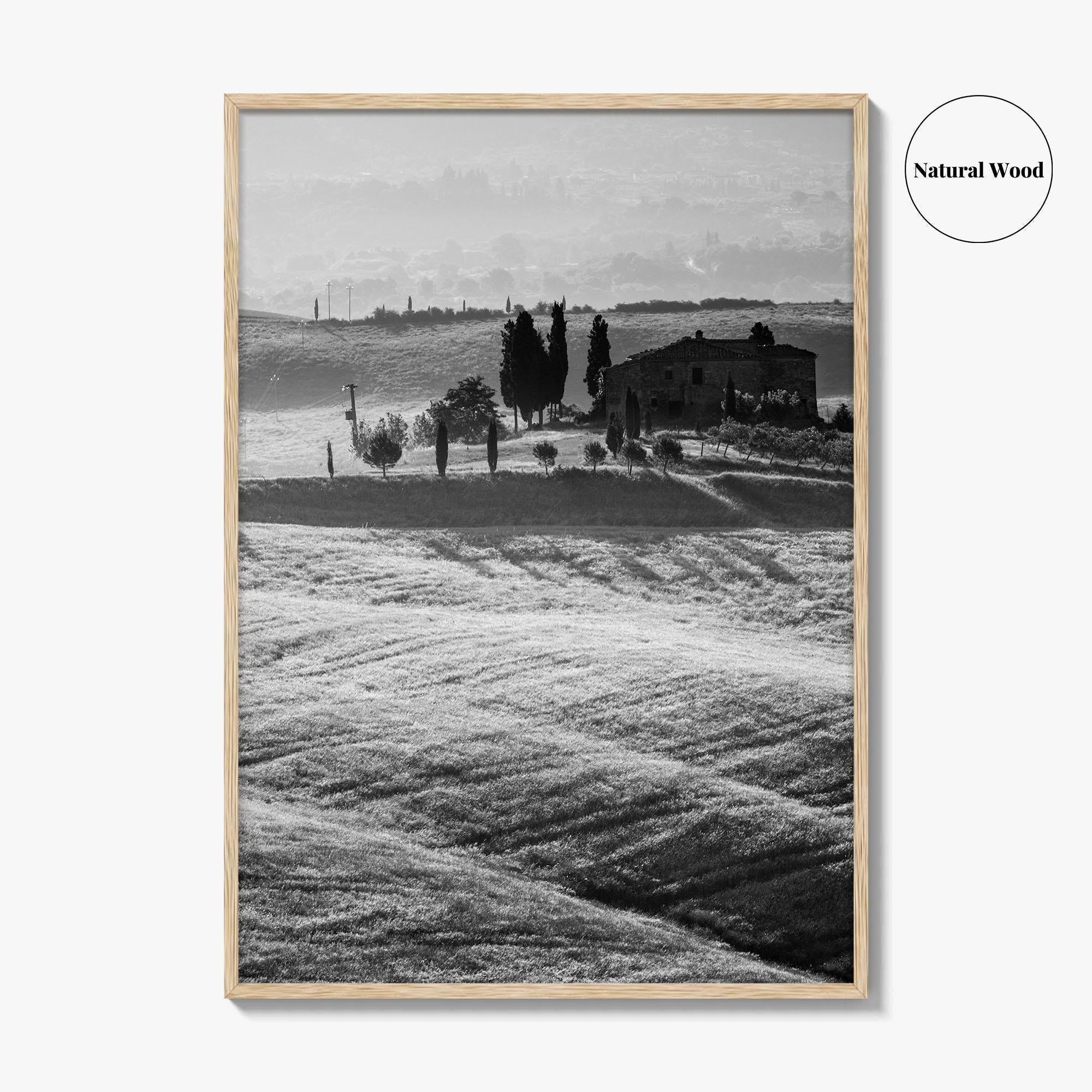 Tuscany Black and White Fine Art Photo Print, Italy Landscape Wall Decor Poster