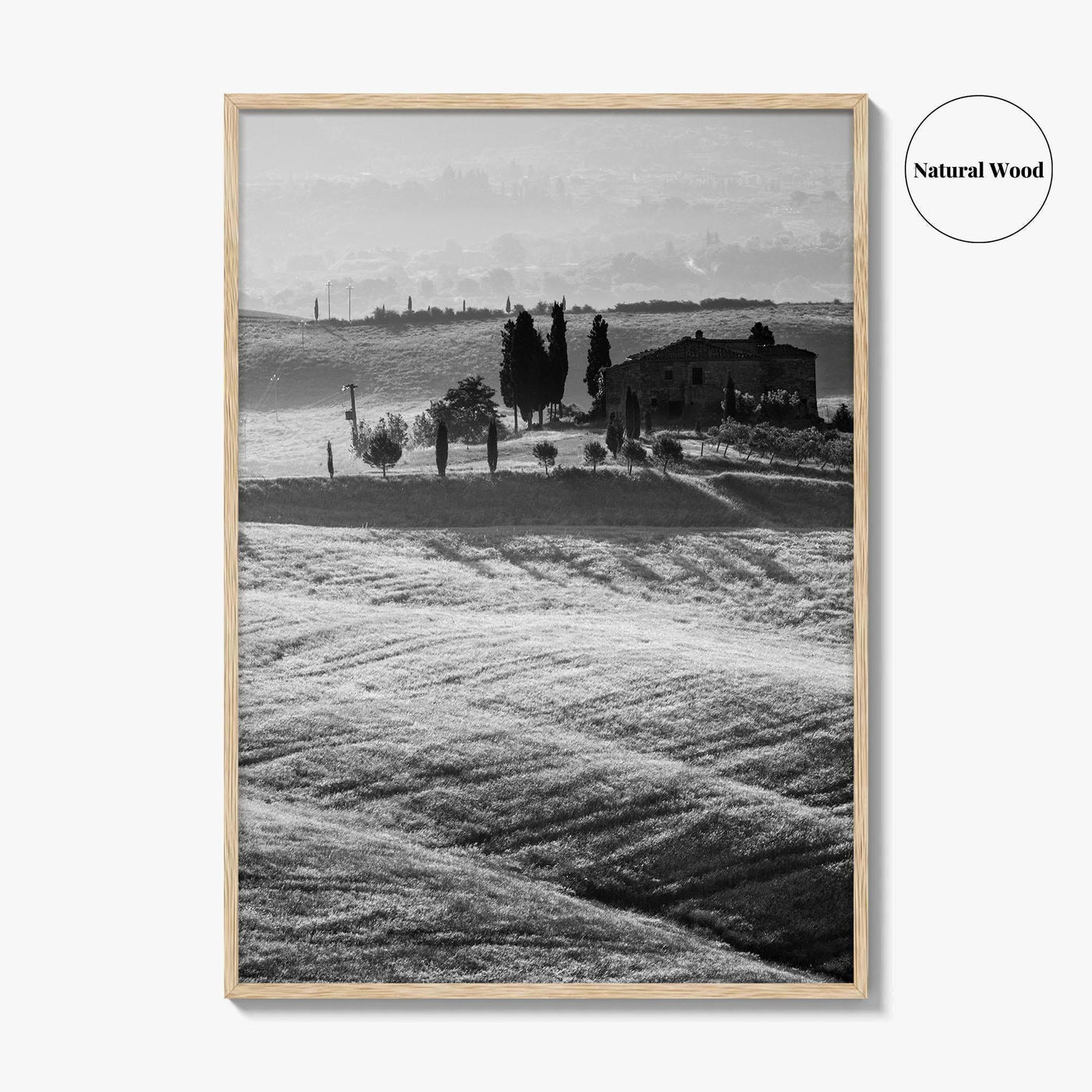 Tuscany Black and White Fine Art Photo Print, Italy Landscape Wall Decor Poster