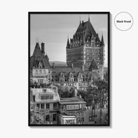 Quebec City Black and White Fine Art Photo Print, Chateau Frontenac Canada Poster