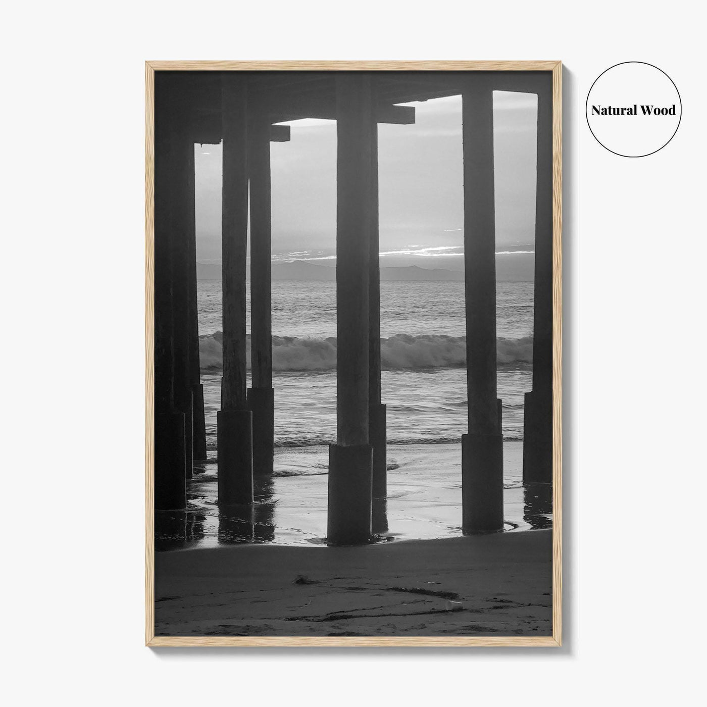 Ventura Black and White Fine Art Photo Print, Pier, California Coast Wall Poster, USA