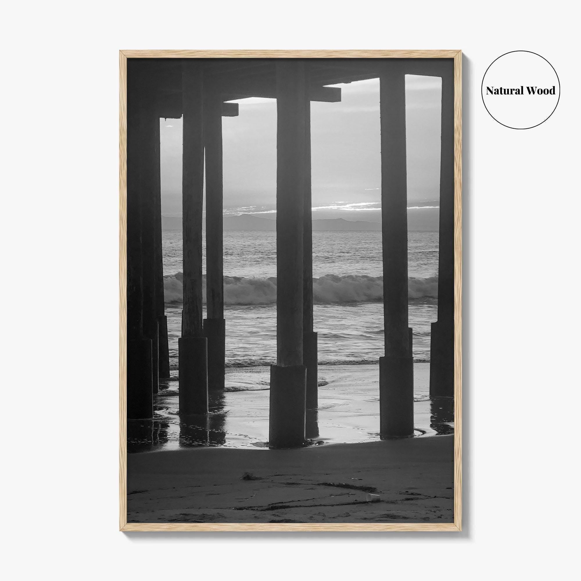 Ventura Black and White Fine Art Photo Print, Pier, California Coast Wall Poster, USA