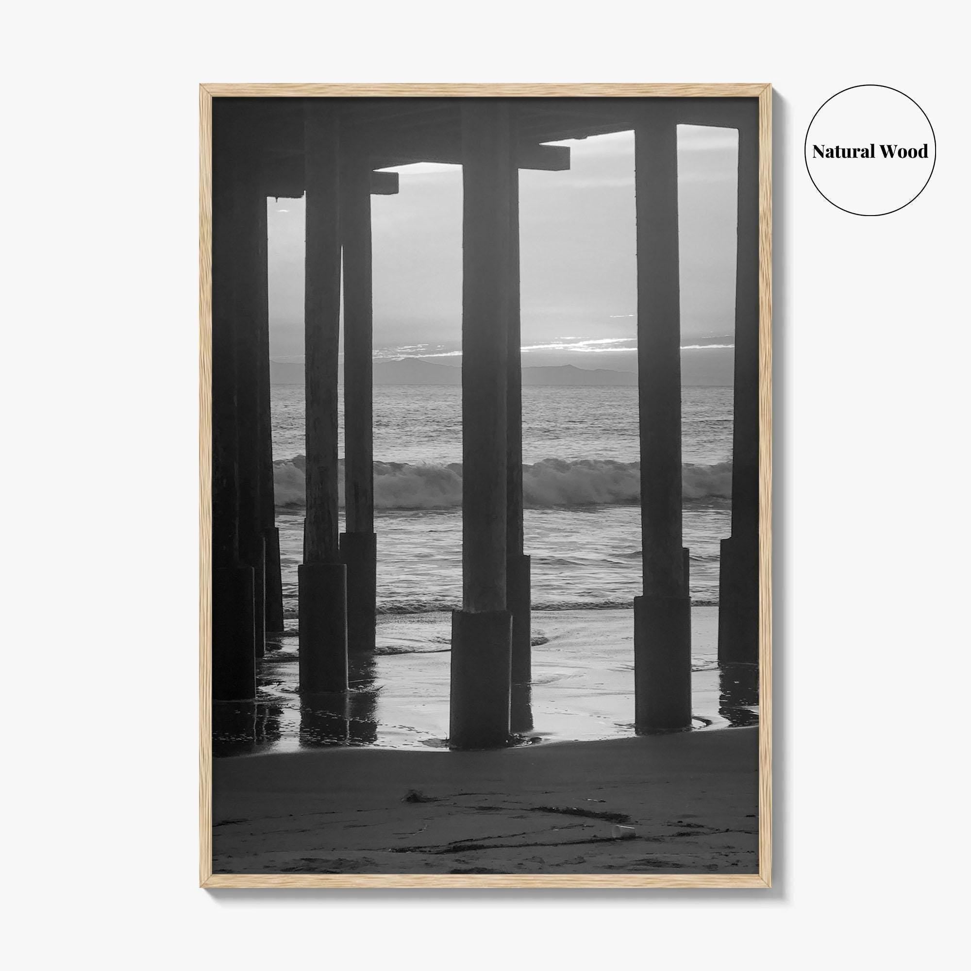 Ventura Black and White Fine Art Photo Print, Pier, California Coast Wall Poster, USA