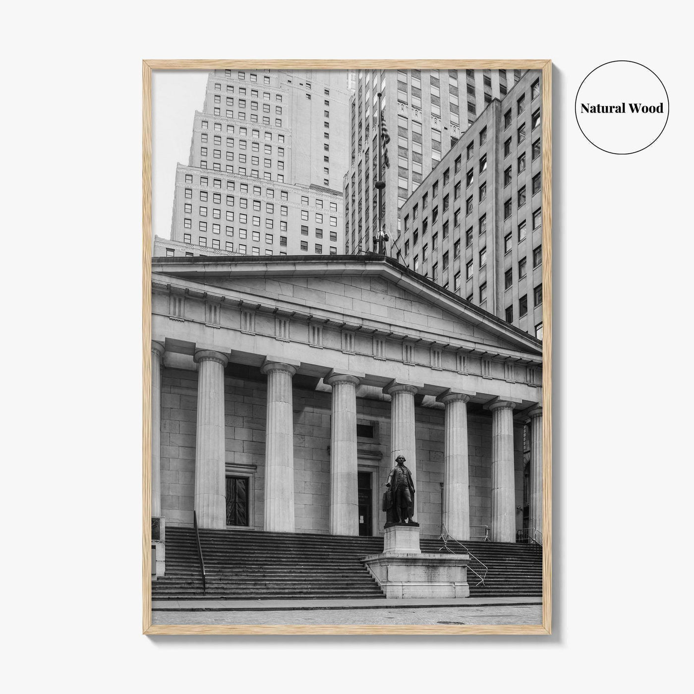 Wall Street Black and White Fine Art Photo Print, Federal Hall National Memorial, NYC