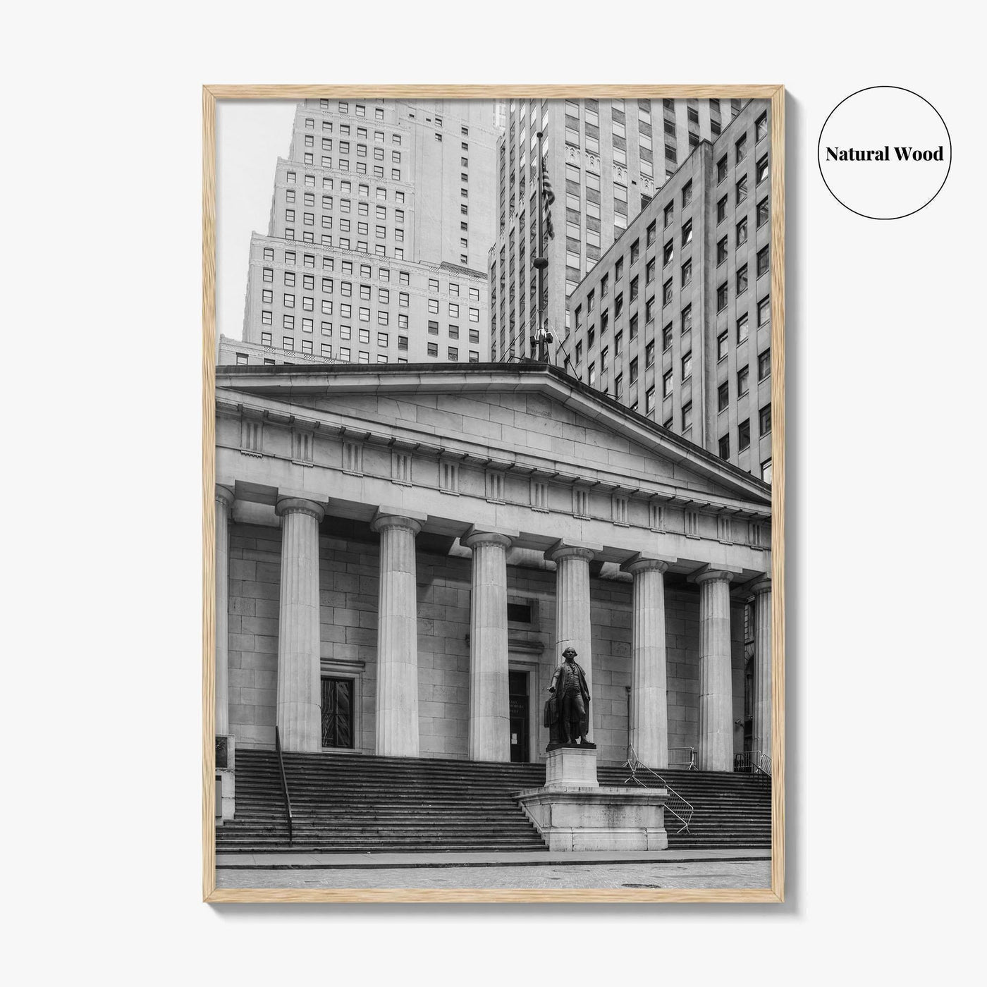 Wall Street Black and White Fine Art Photo Print, Federal Hall National Memorial, NYC