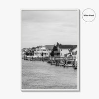 Avalon Black and White Fine Art Photo Print, Waterfront Homes, New Jersey Poster