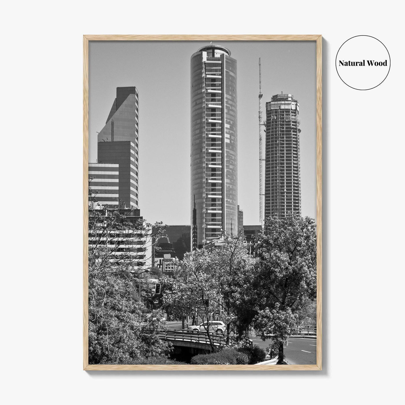 Santiago de Chile Skyline Black and White Fine Art Photo Print, Wall Decor Poster