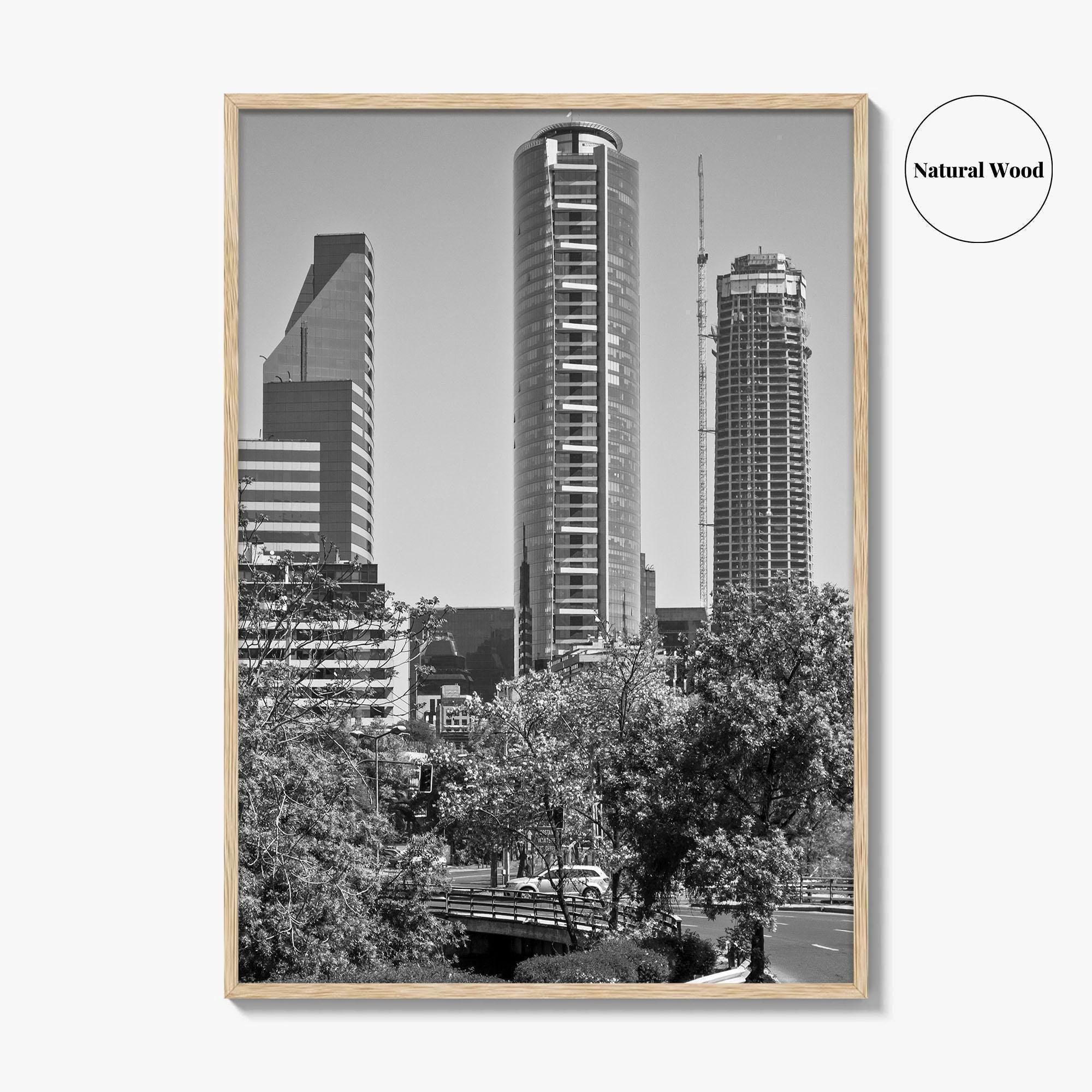 Santiago de Chile Skyline Black and White Fine Art Photo Print, Wall Decor Poster