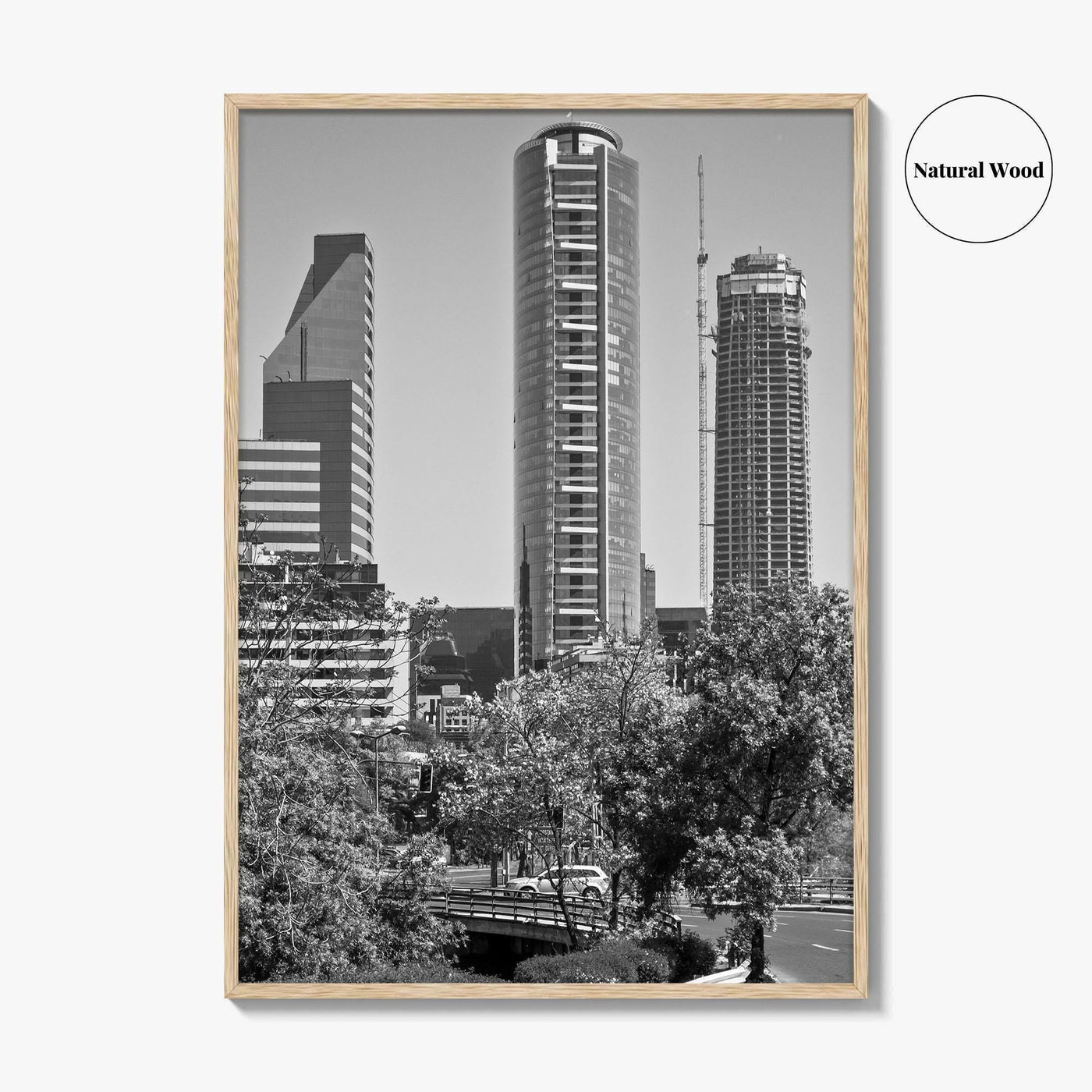 Santiago de Chile Skyline Black and White Fine Art Photo Print, Wall Decor Poster