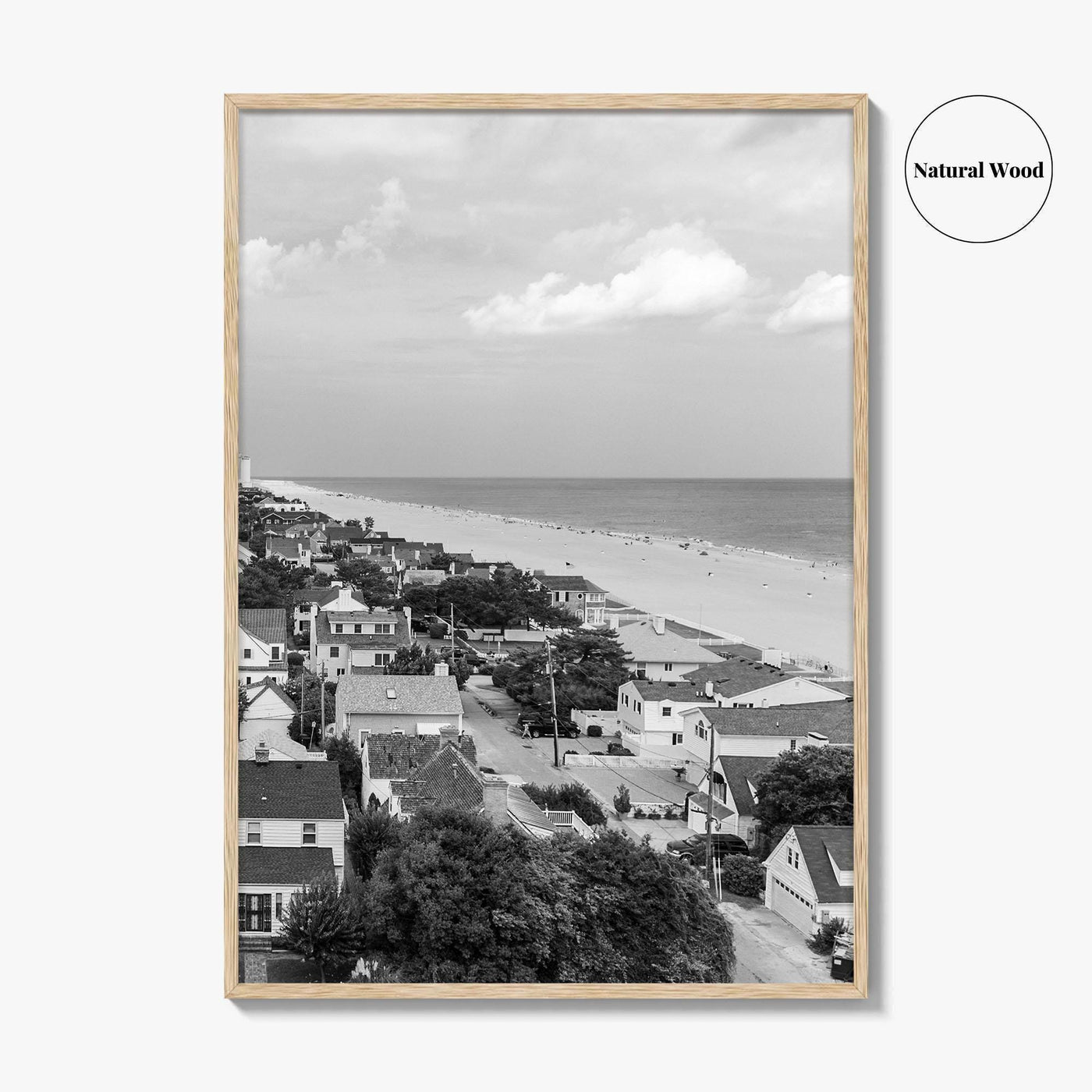 Virginia Beach Black and White Fine Art Photo Print, Aerial Oceanfront Poster, USA
