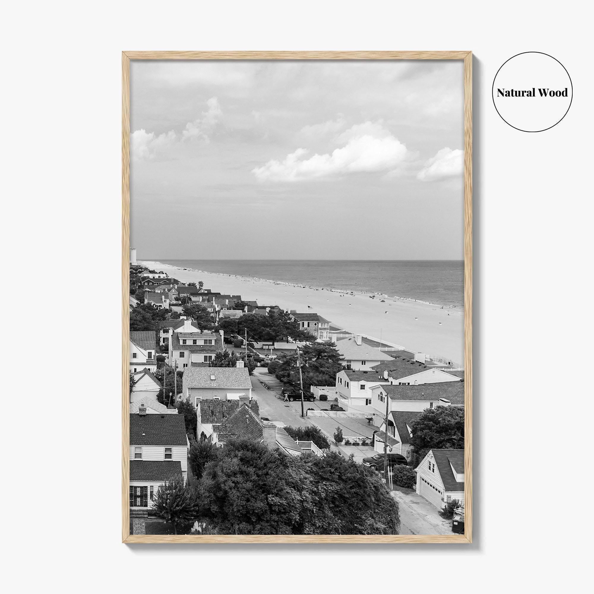 Virginia Beach Black and White Fine Art Photo Print, Aerial Oceanfront Poster, USA
