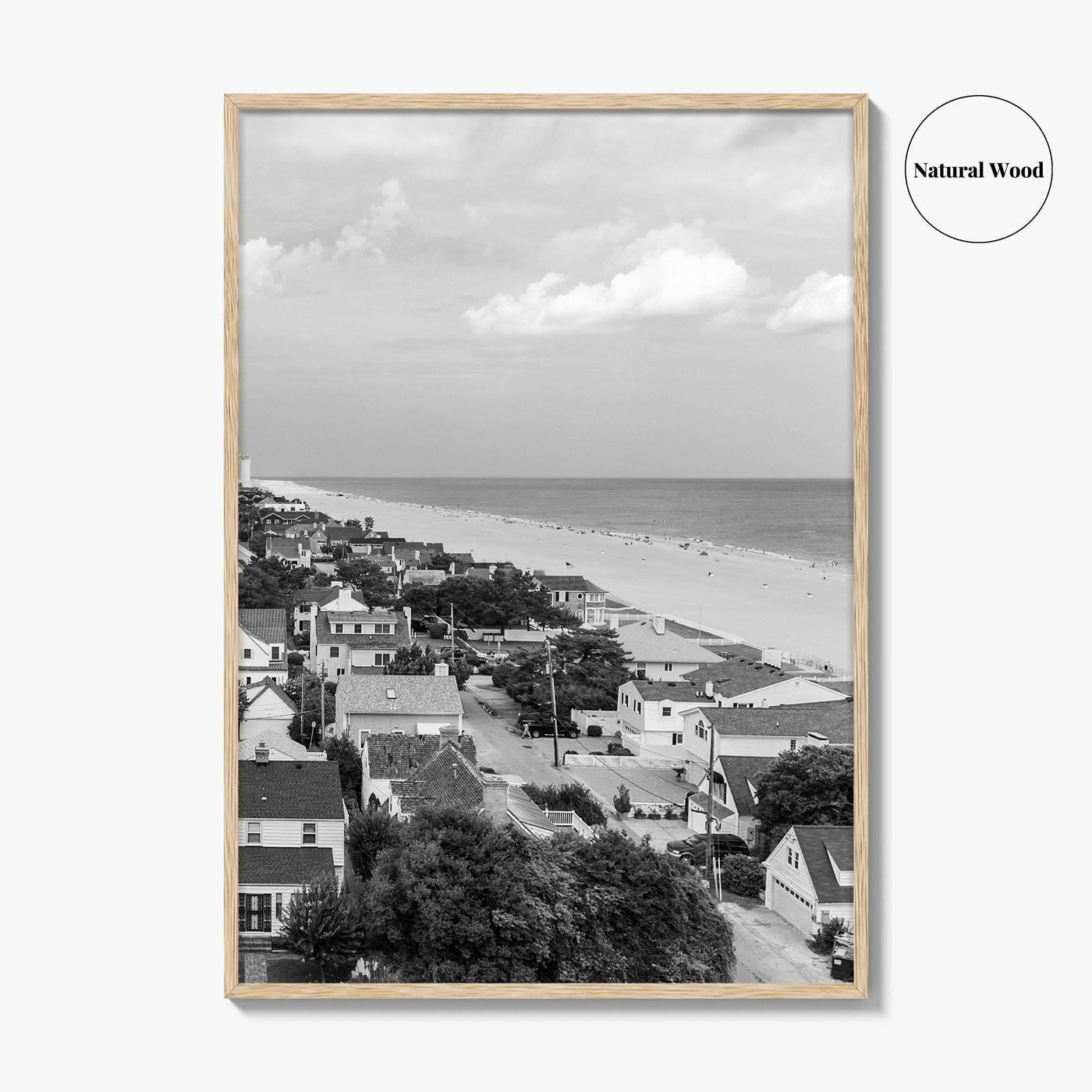 Virginia Beach Black and White Fine Art Photo Print, Aerial Oceanfront Poster, USA