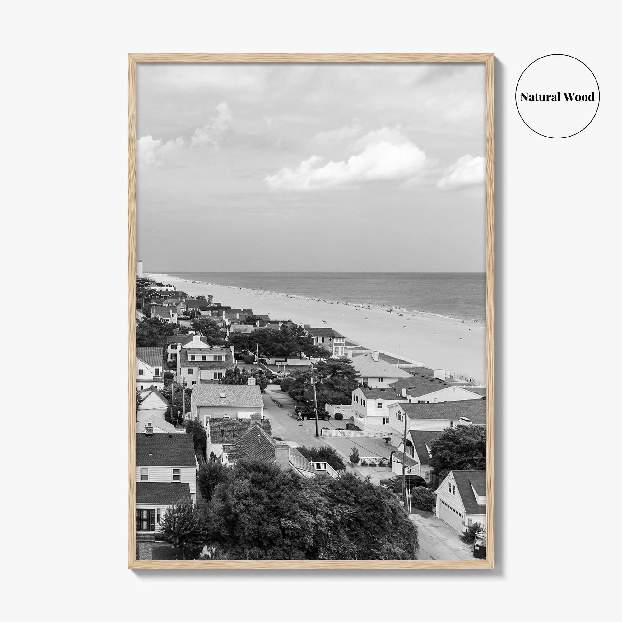 Virginia Beach Black and White Fine Art Photo Print, Aerial Oceanfront Poster, USA