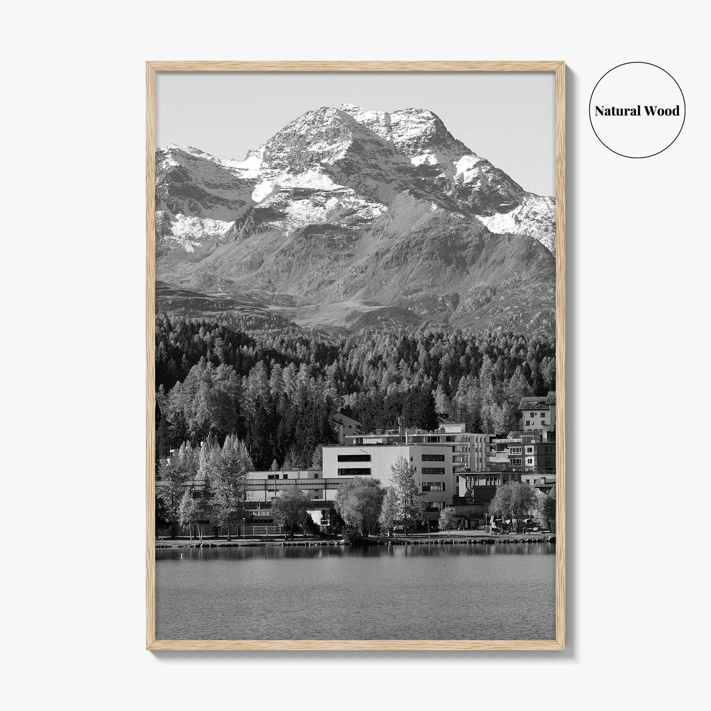 St Moritz Black and White Fine Art Photo Print, Engadin Valley Switzerland Poster
