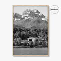 St Moritz Black and White Fine Art Photo Print, Engadin Valley Switzerland Poster