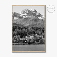 St Moritz Black and White Fine Art Photo Print, Engadin Valley Switzerland Poster