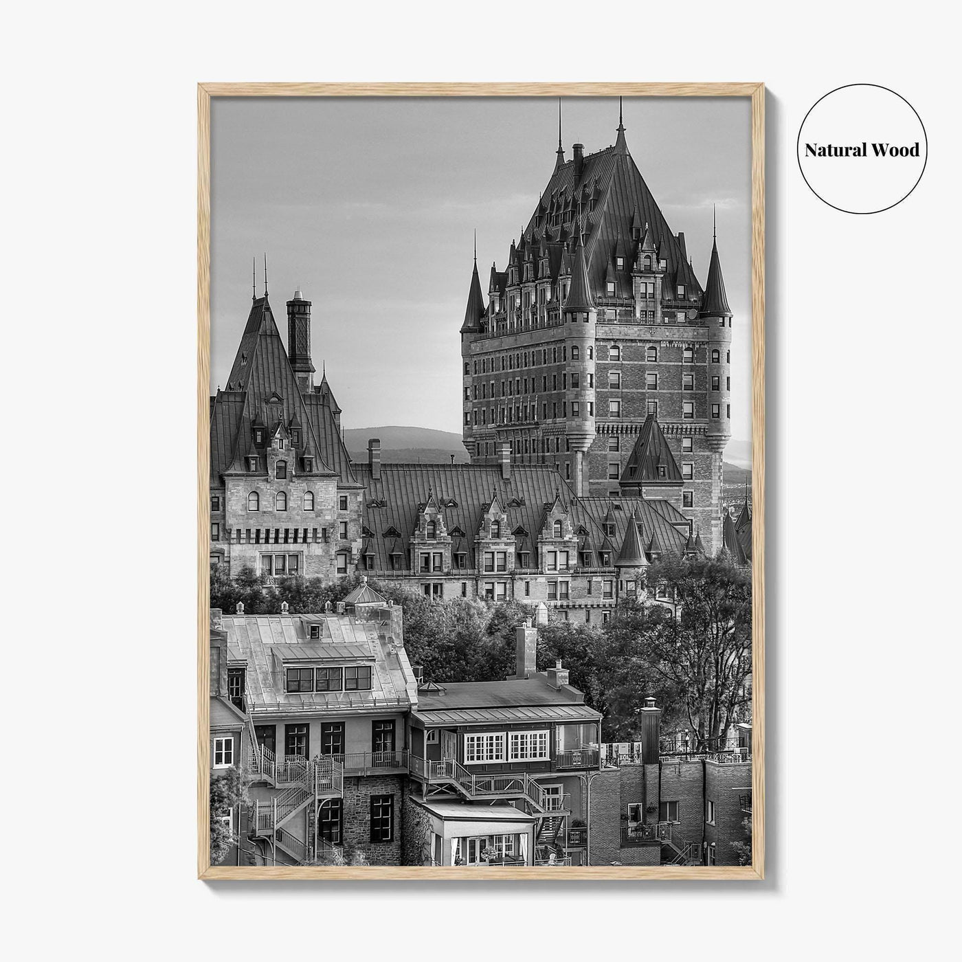 Quebec City Black and White Fine Art Photo Print, Chateau Frontenac Canada Poster