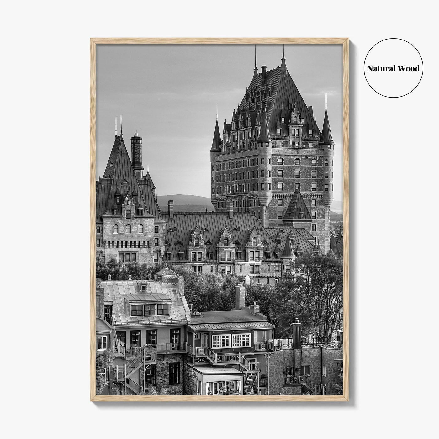 Quebec City Black and White Fine Art Photo Print, Chateau Frontenac Canada Poster