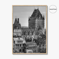 Quebec City Black and White Fine Art Photo Print, Chateau Frontenac Canada Poster