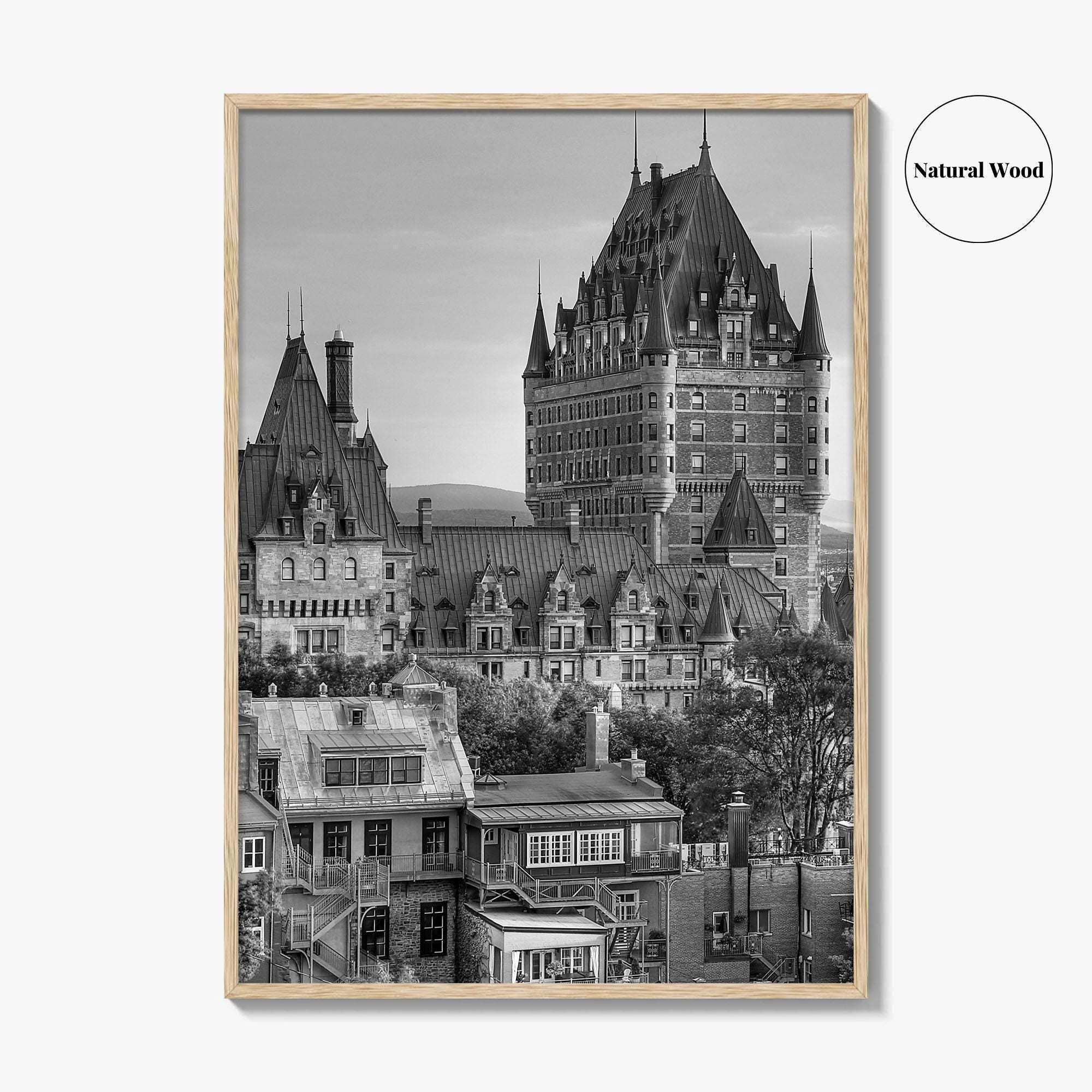Quebec City Black and White Fine Art Photo Print, Chateau Frontenac Canada Poster