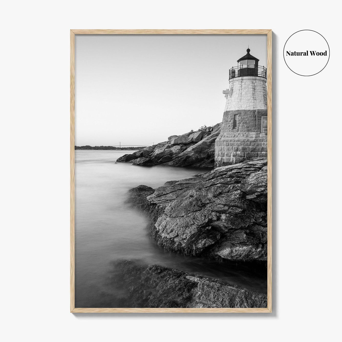 Newport Black and White Fine Art Photo Print, Castle Hill Lighthouse Rhode Island Poster