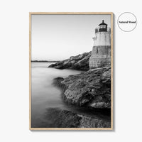 Newport Black and White Fine Art Photo Print, Castle Hill Lighthouse Rhode Island Poster