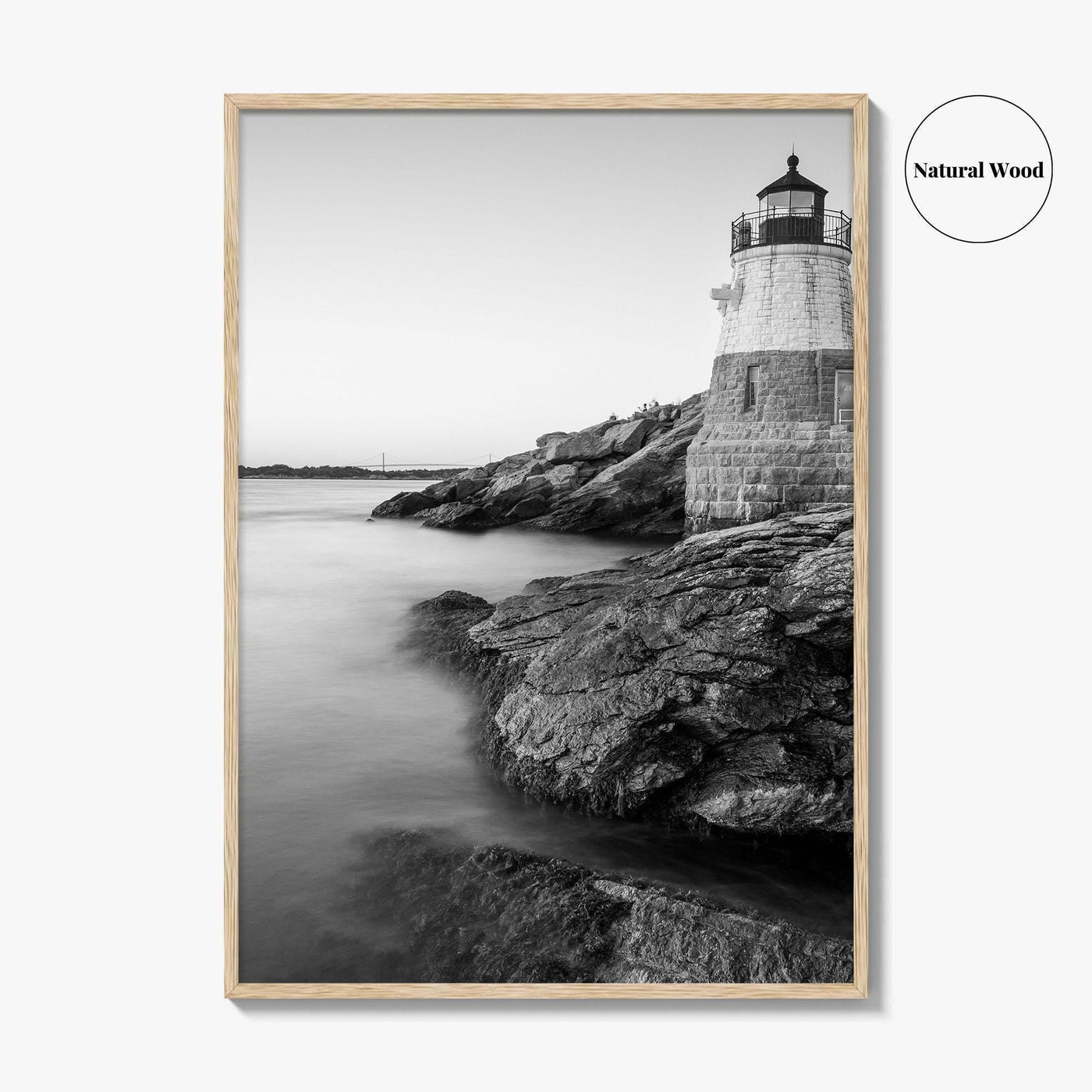 Newport Black and White Fine Art Photo Print, Castle Hill Lighthouse Rhode Island Poster