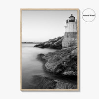 Newport Black and White Fine Art Photo Print, Castle Hill Lighthouse Rhode Island Poster