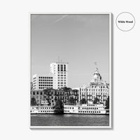 Savannah Skyline Black and White Fine Art Photo Print, Georgia USA, Wall Decor
