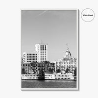 Savannah Skyline Black and White Fine Art Photo Print, Georgia USA, Wall Decor