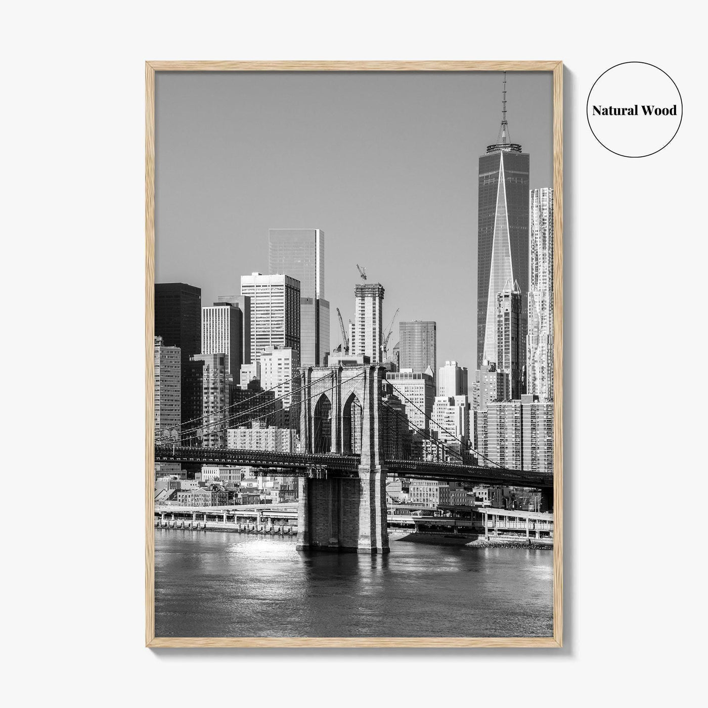 New York City Skyline Black and White Fine Art Photo Print, Brooklyn Bridge Poster