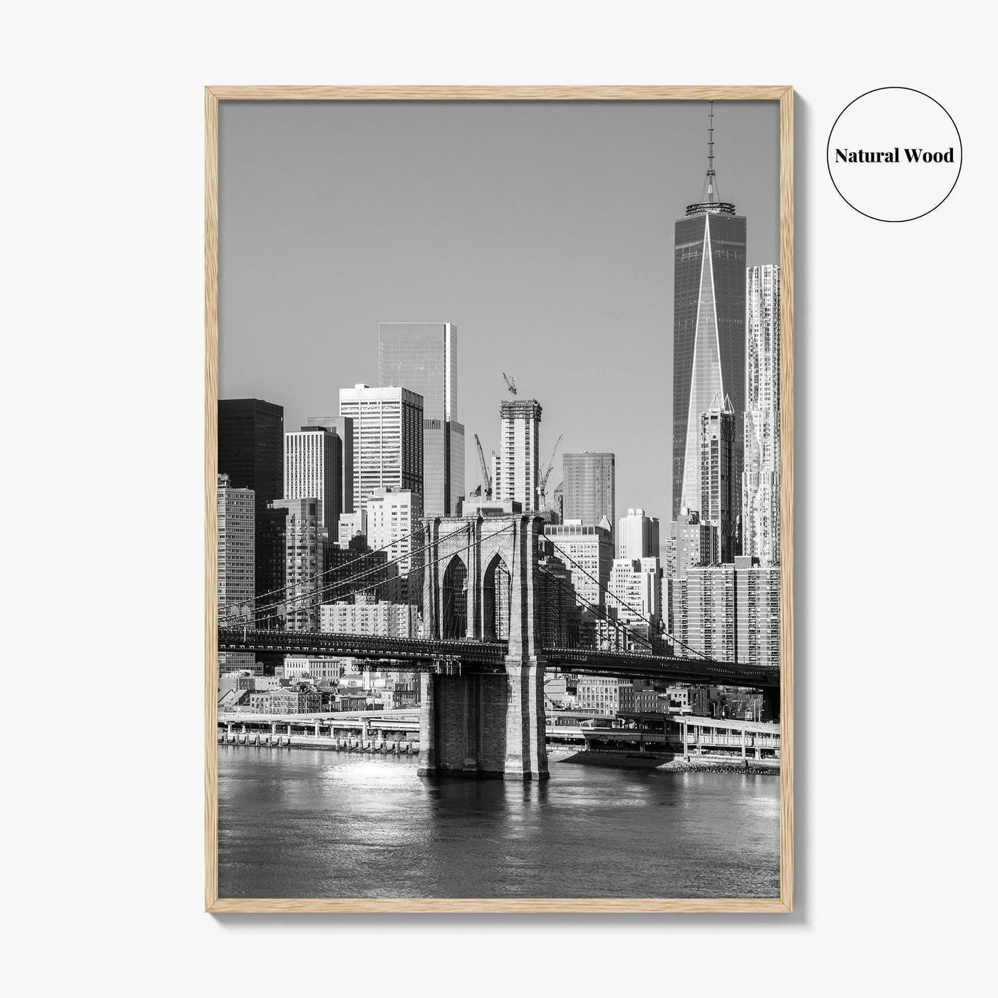 New York City Skyline Black and White Fine Art Photo Print, Brooklyn Bridge Poster