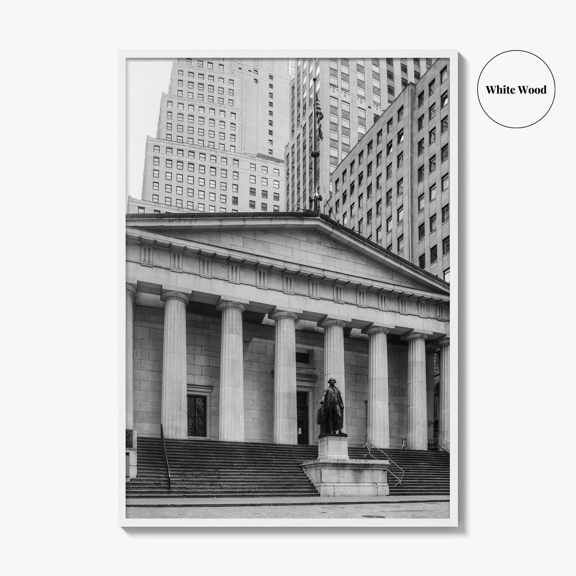 Wall Street Black and White Fine Art Photo Print, Federal Hall National Memorial, NYC