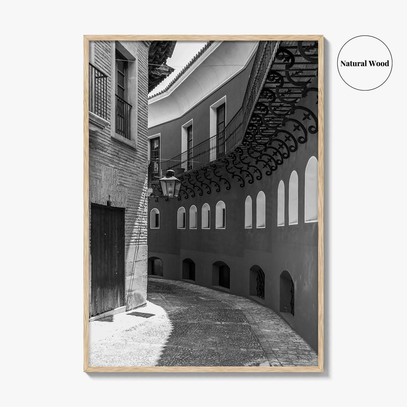 Toledo Black and White Fine Art Photo Print, Old Town Street, Spain Poster