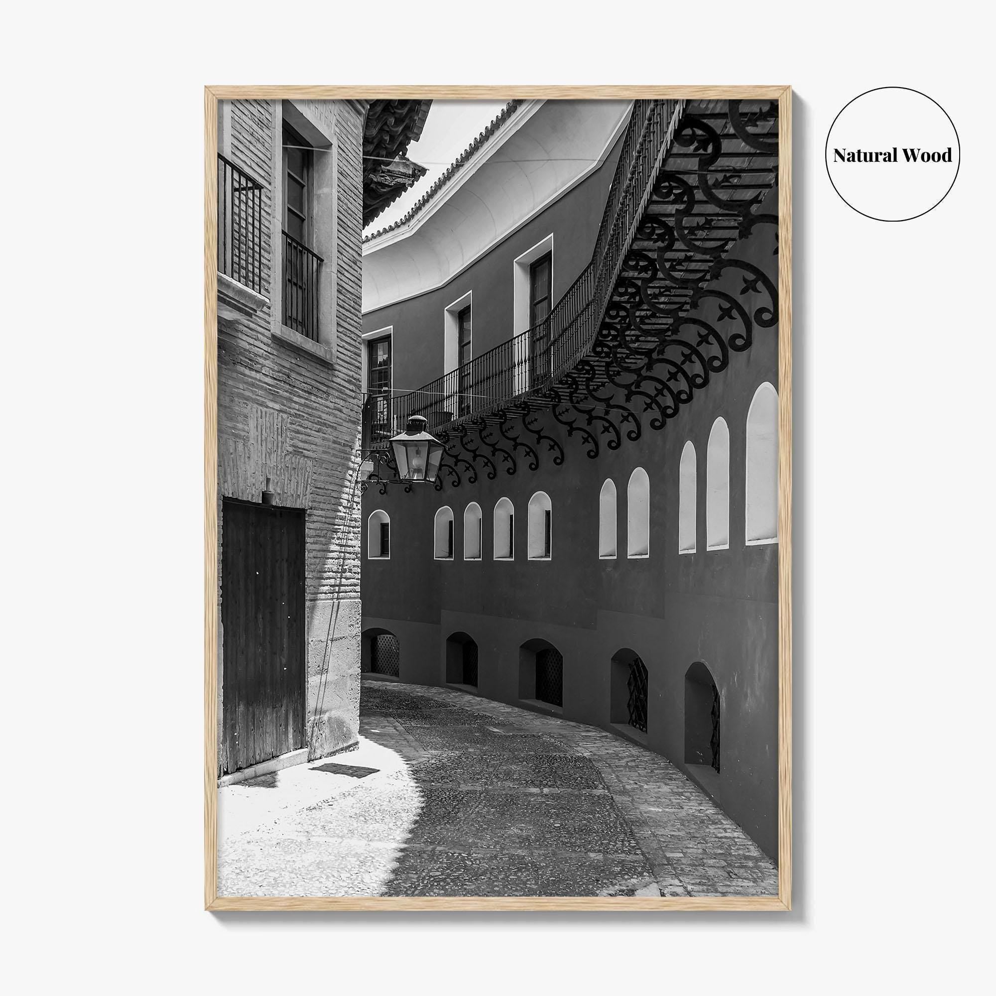 Toledo Black and White Fine Art Photo Print, Old Town Street, Spain Poster