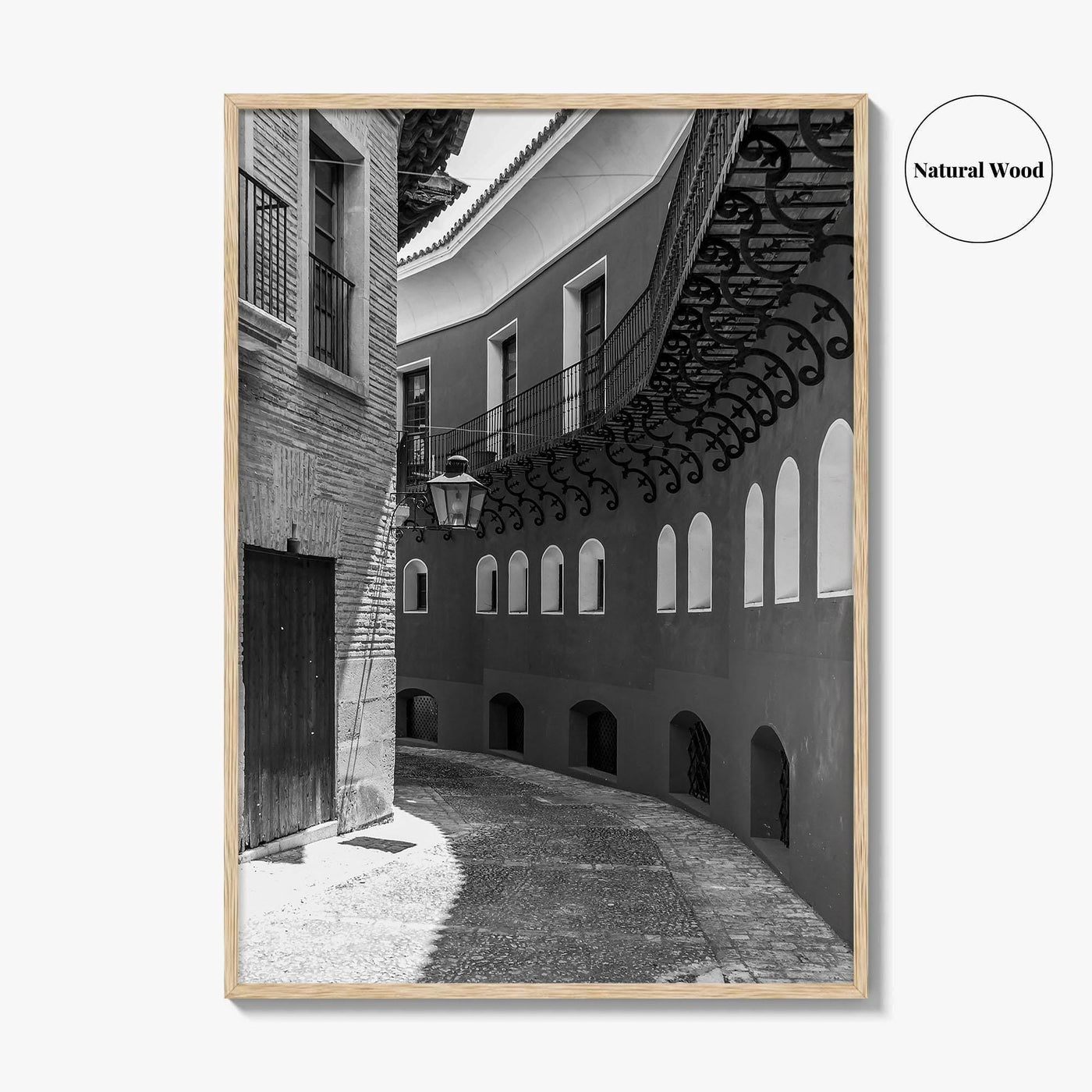 Toledo Black and White Fine Art Photo Print, Old Town Street, Spain Poster