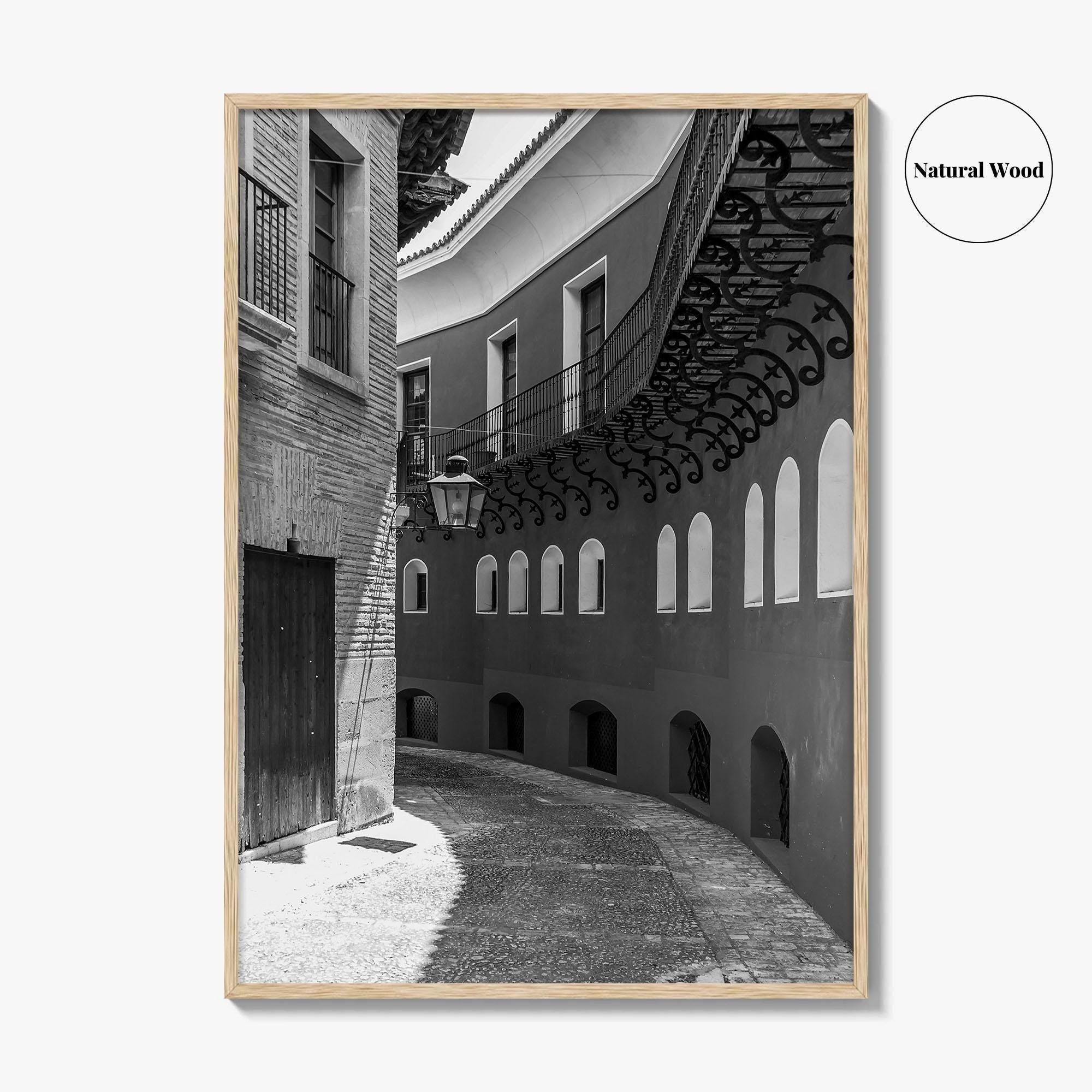 Toledo Black and White Fine Art Photo Print, Old Town Street, Spain Poster