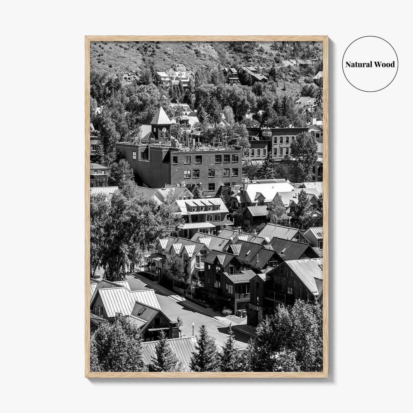 Telluride Black and White Fine Art Photo Print, Colorado Mountain Village Poster