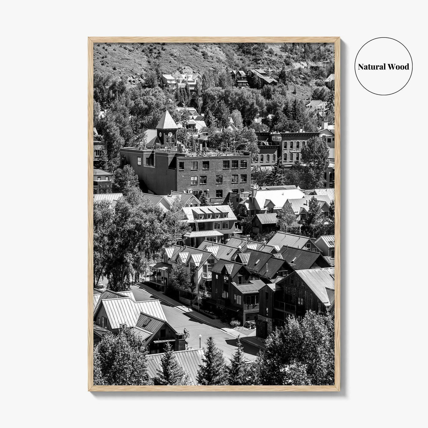 Telluride Black and White Fine Art Photo Print, Colorado Mountain Village Poster