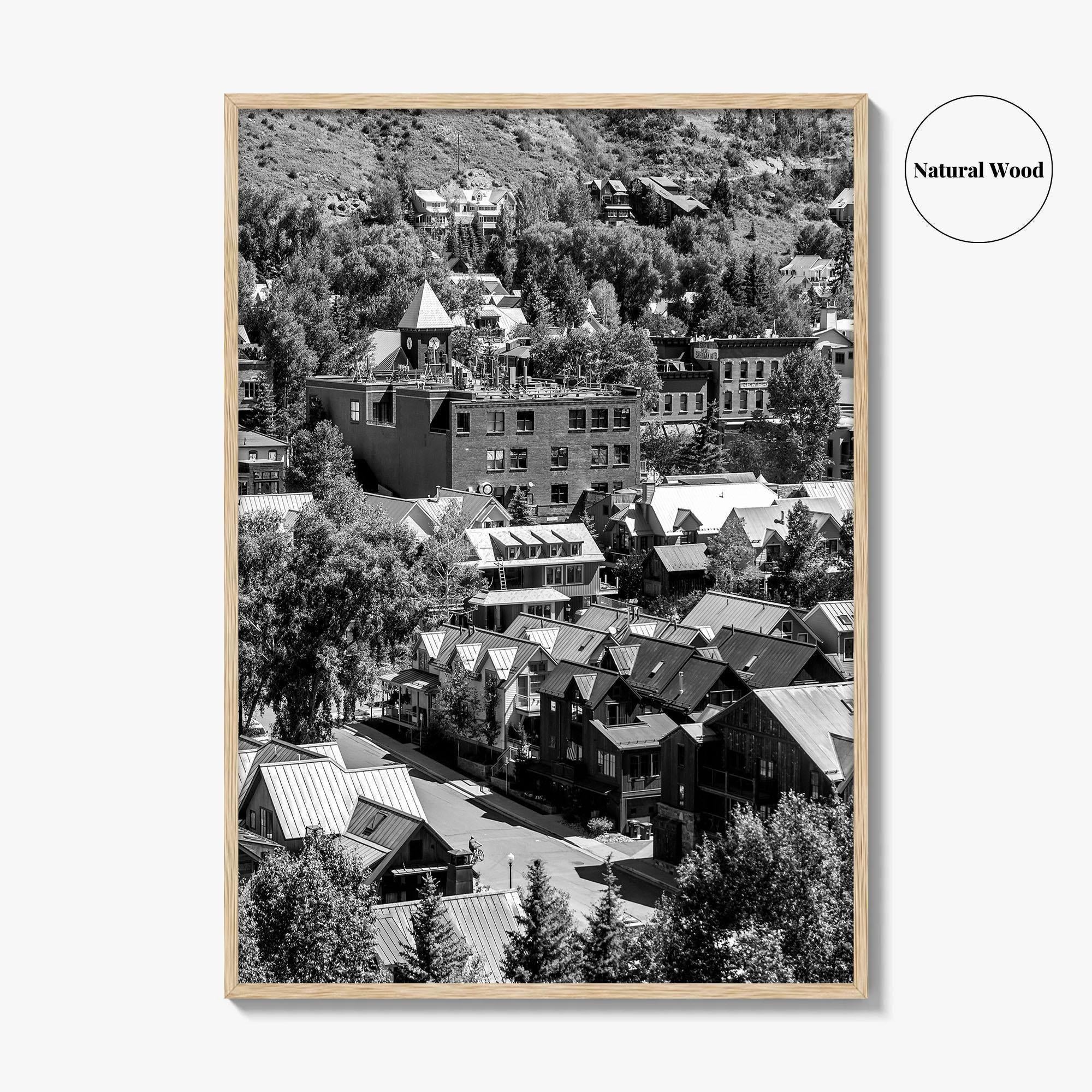 Telluride Black and White Fine Art Photo Print, Colorado Mountain Village Poster