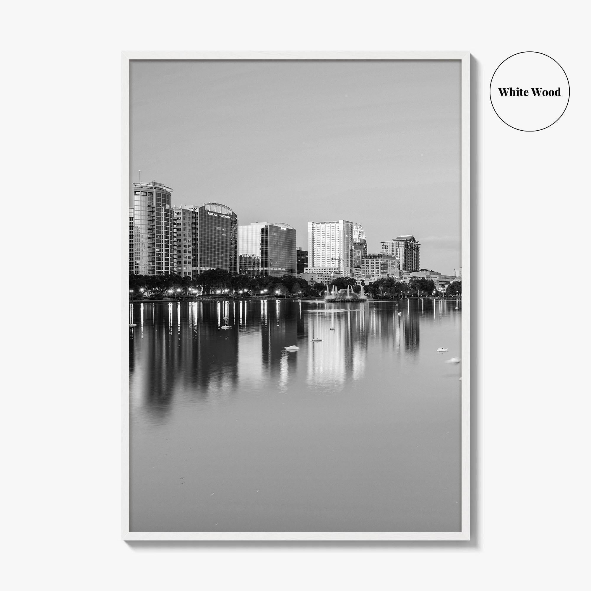 Orlando Black and White Fine Art Photo Print, Lake Eola Park Florida Poster