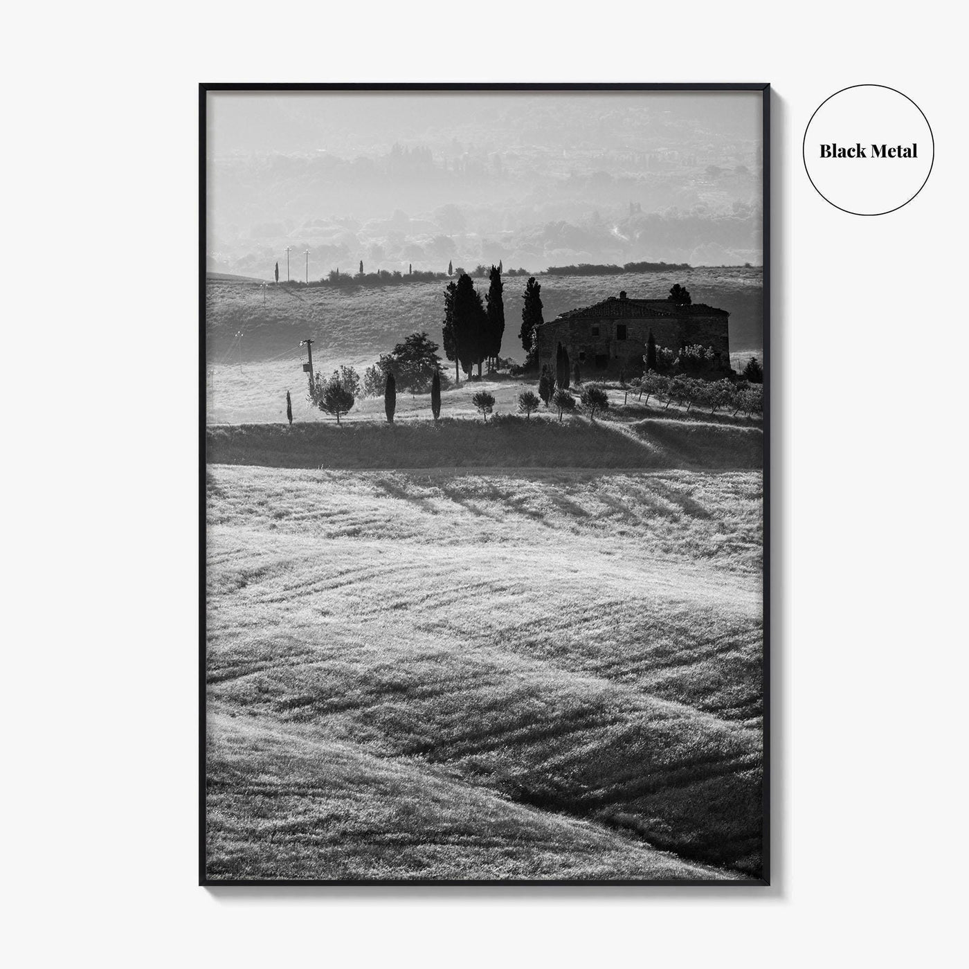 Tuscany Black and White Fine Art Photo Print, Italy Landscape Wall Decor Poster