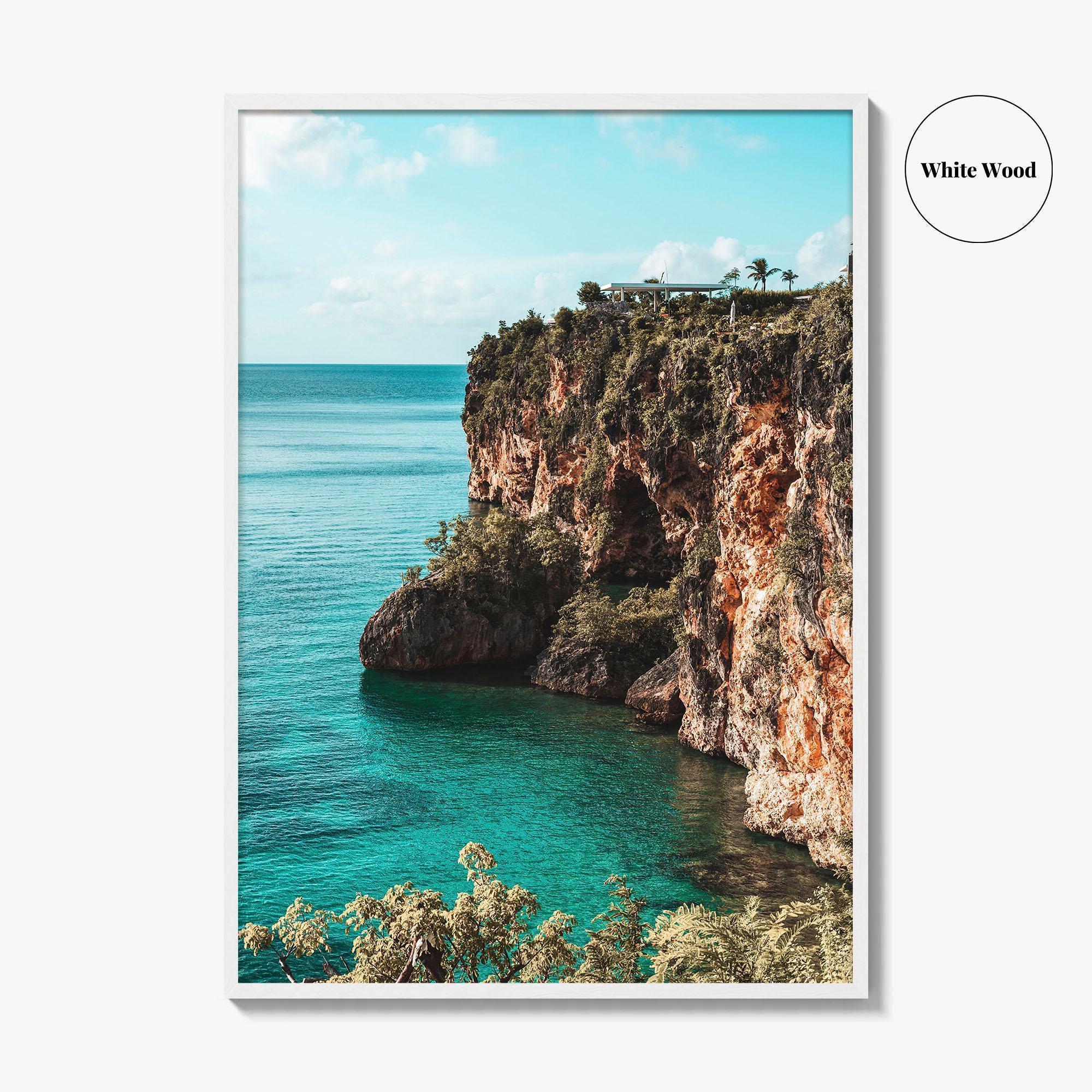 Anguilla Fine Art Photo Print, Caribbean Tropical Coastline Wall Decor Poster, Ocean Cliffs