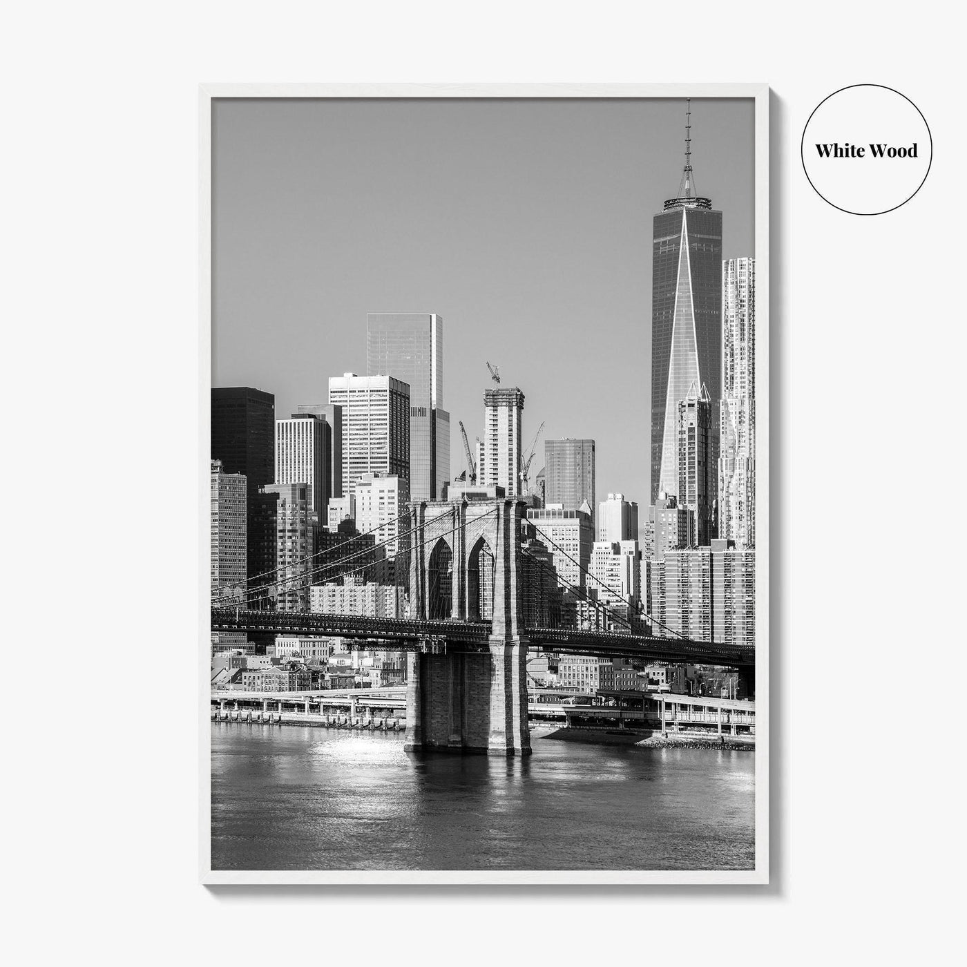 New York City Skyline Black and White Fine Art Photo Print, Brooklyn Bridge Poster
