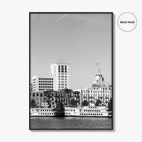 Savannah Skyline Black and White Fine Art Photo Print, Georgia USA, Wall Decor