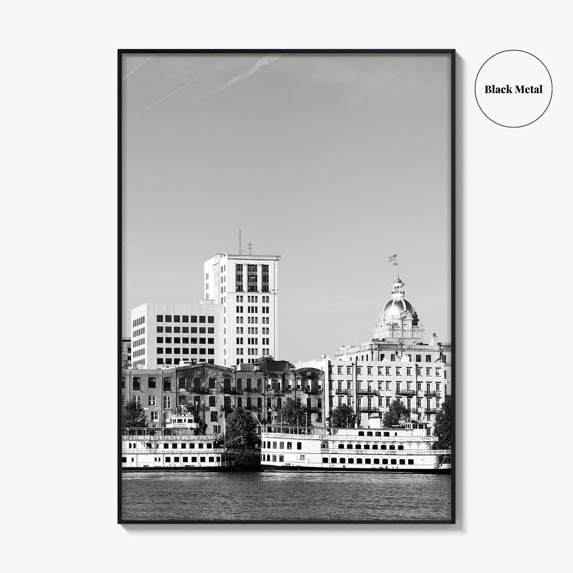 Savannah Skyline Black and White Fine Art Photo Print, Georgia USA, Wall Decor