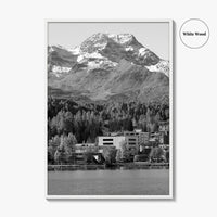 St Moritz Black and White Fine Art Photo Print, Engadin Valley Switzerland Poster
