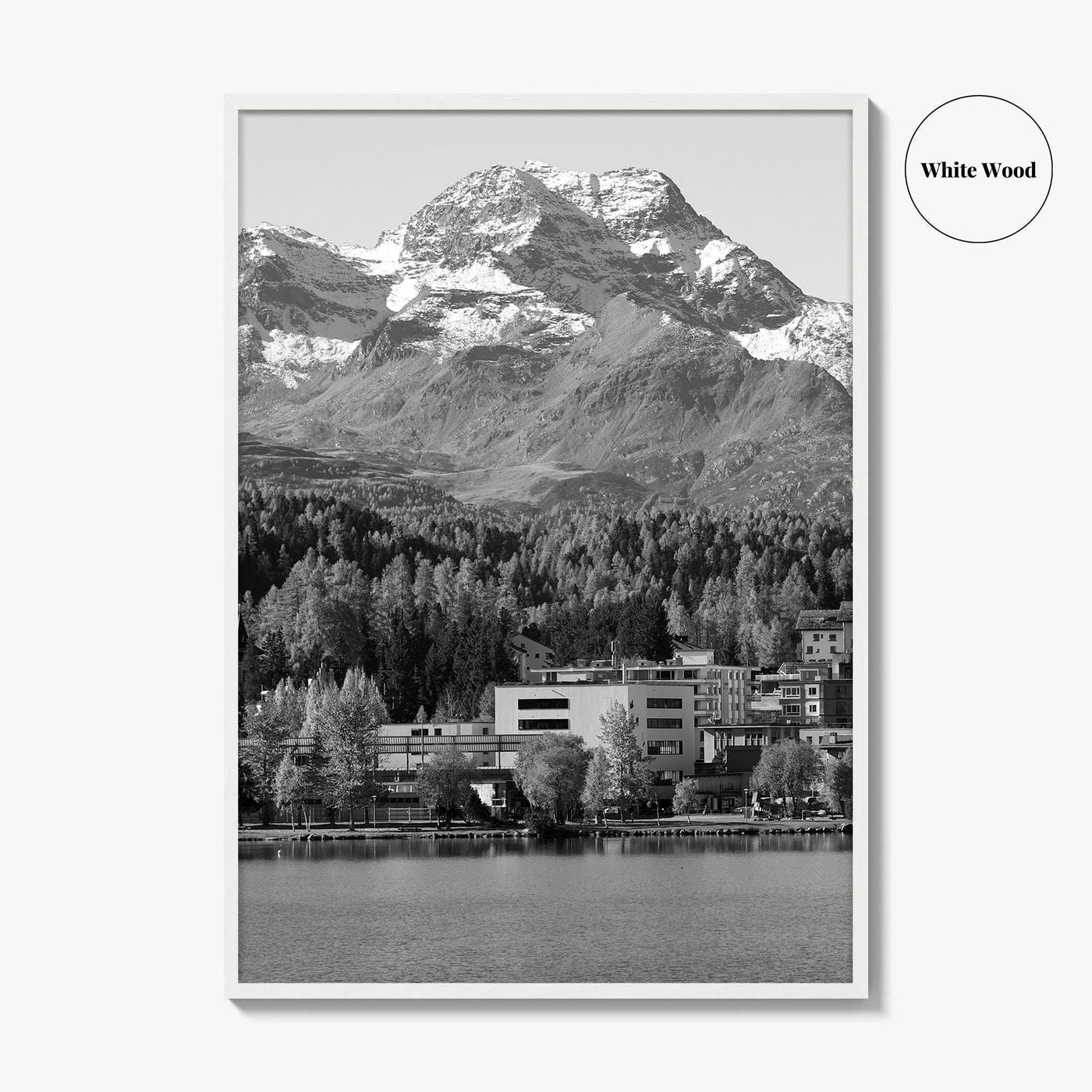 St Moritz Black and White Fine Art Photo Print, Engadin Valley Switzerland Poster