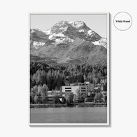 St Moritz Black and White Fine Art Photo Print, Engadin Valley Switzerland Poster